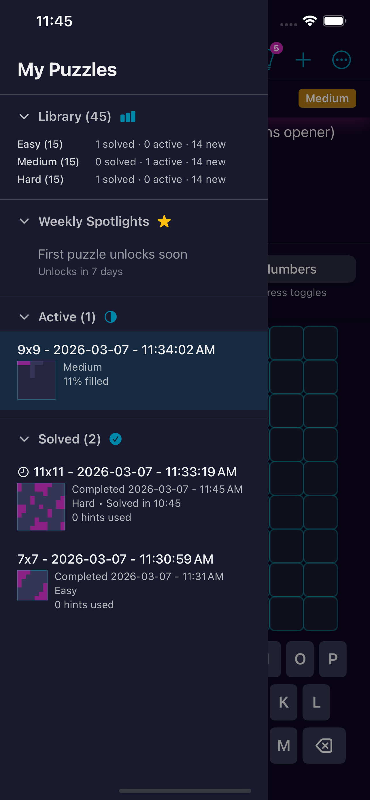 GridSpace My Puzzles library view