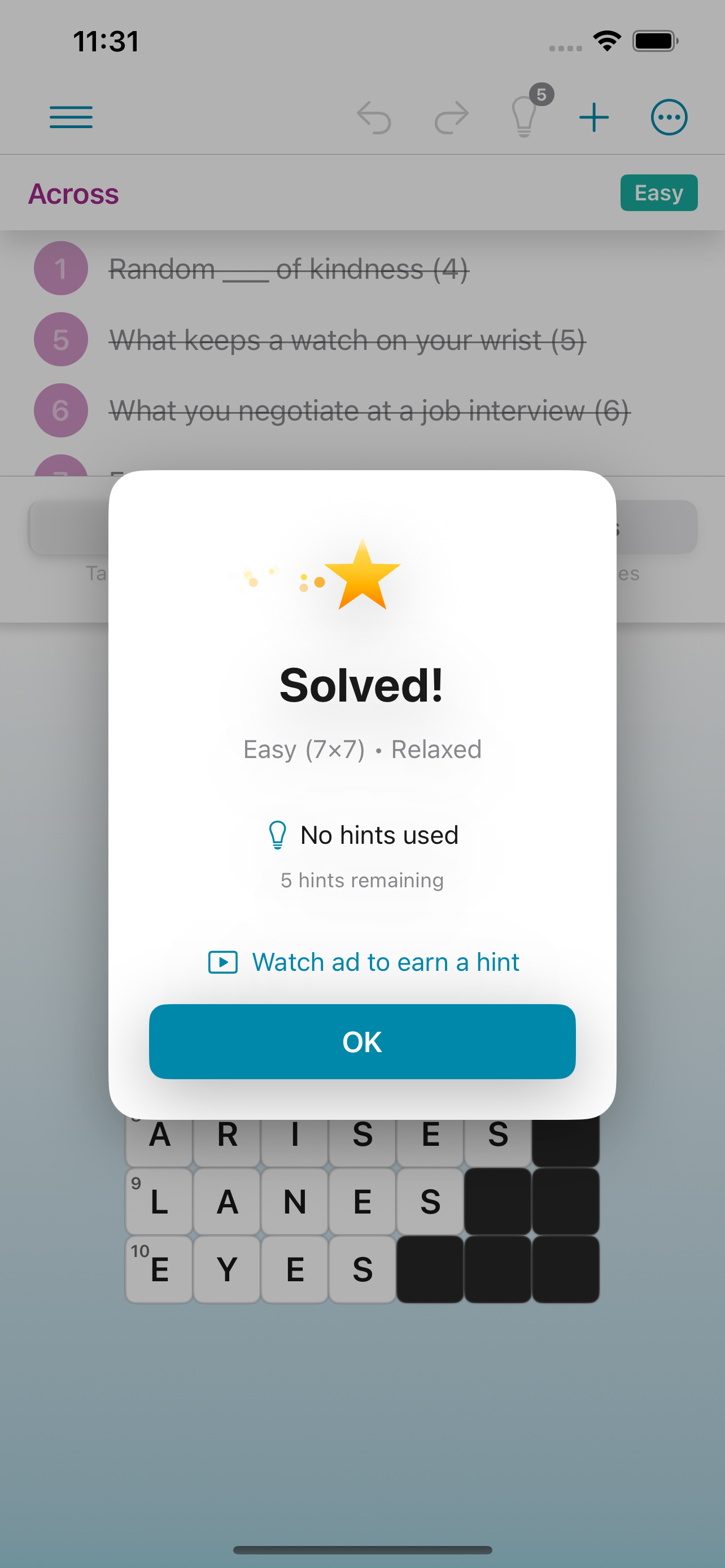 GridSpace puzzle solved celebration screen